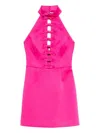 Rebecca Vallace Mini Pink Satin Dress With Halter Neckline In Pink