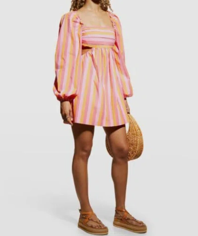 Pre-owned Rebecca Vallance $380  Women's Pink Striped Cutout Mimi Mini Dress Size Us 6