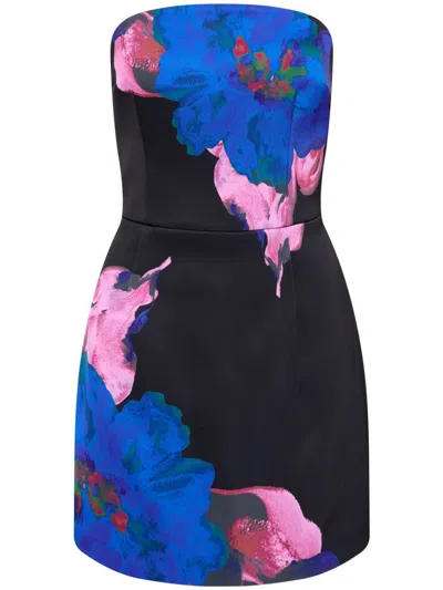 Rebecca Vallance Acid Bloom Strapless Mini Dress In Black