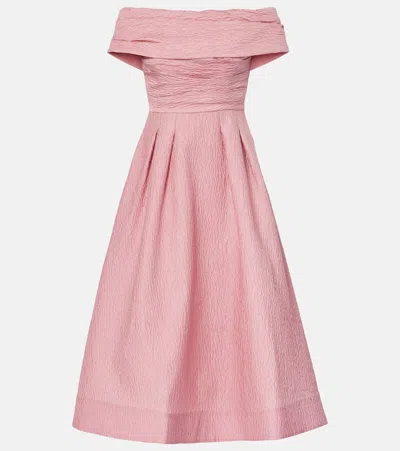 Rebecca Vallance Adalyn Off-shoulder Brocade Midi Dress In Pink