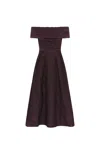 Rebecca Vallance Adalyn Off The Shoulder Midi Dress In Purple