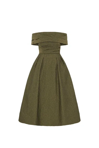 Rebecca Vallance Adalyn Off The Shoulder Midi Dress In Green