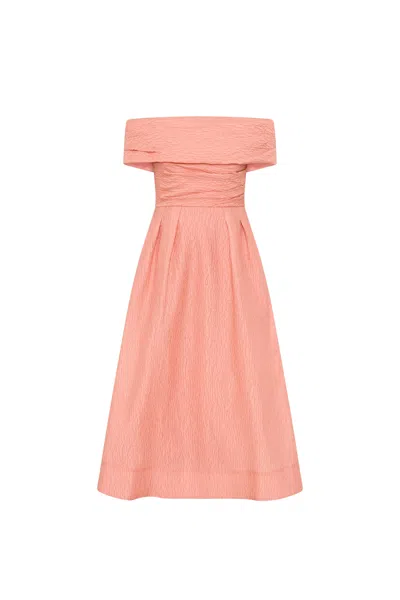 Rebecca Vallance Adalyn Off The Shoulder Midi Dress In Pink
