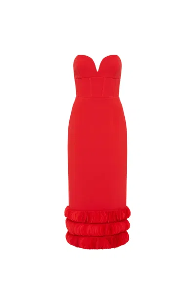 Rebecca Vallance Adrena Flared Midi-dress In Red