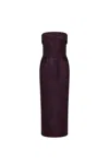 Rebecca Vallance Strapless Floral-brocade Midi Dress In Purple