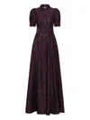 Rebecca Vallance Afina Puff-sleeve Brocade Gown In Purple