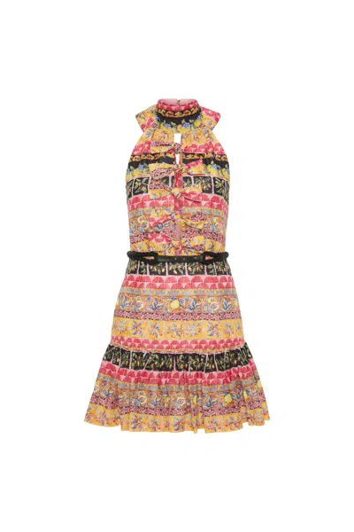 Rebecca Vallance Alessia Halter Mini Dress In Multi