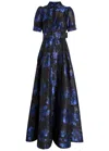 Rebecca Vallance Alexandra Floral-jacquard Woven Maxi Dress In Blue