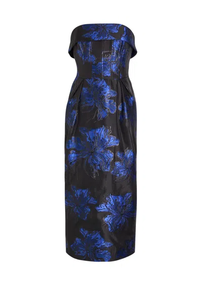 Rebecca Vallance Alexandra Floral-jacquard Woven Midi Dress In Multi