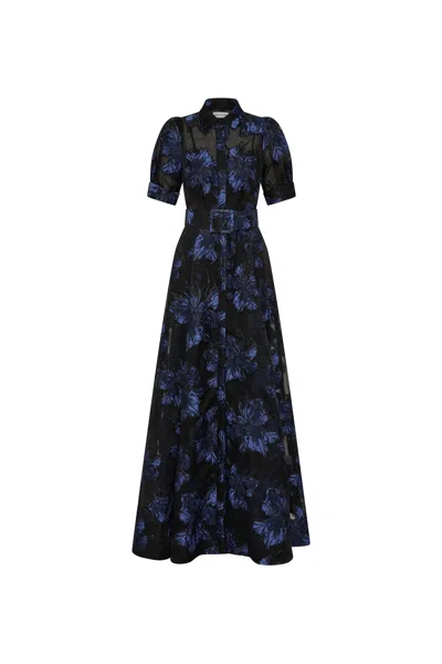 Rebecca Vallance Alexandra Floral Belted Maxi Dress In Blue