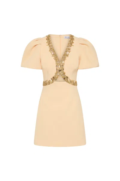 Rebecca Vallance Alexandrite Puff Sleeve Mini Dress In Neutral