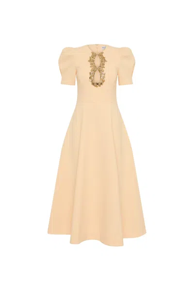 Rebecca Vallance Alexandrite Short Sleeve Midi Dress In Neutral