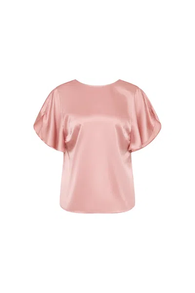 Rebecca Vallance Alina Flutter-sleeve Blouse In Pink