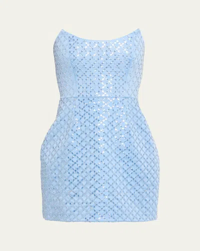 Rebecca Vallance Alix Sequined Strapless Mini Dress In Pale Blue