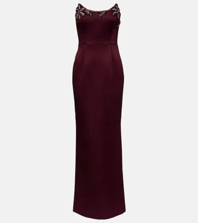 Rebecca Vallance Alora Embellished Corset Gown In Burgundy