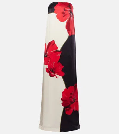 Rebecca Vallance Amapola Strapless Floral-print Silk-satin Maxi Dress In White