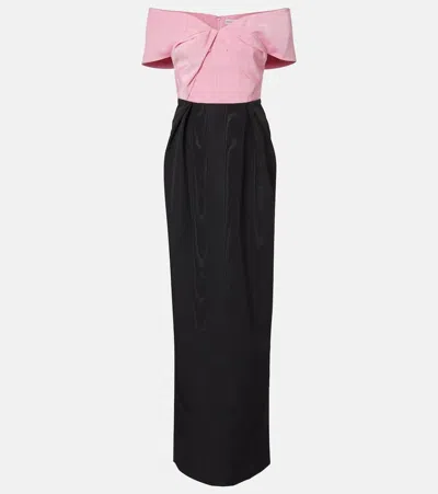 Rebecca Vallance Amaro Off-the-shoulder Taffeta Maxi Dress In Black