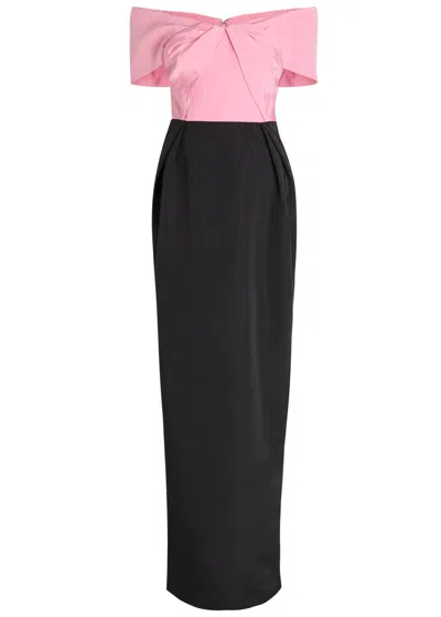 Rebecca Vallance Amaro Off-the-shoulder Taffeta Maxi Dress In Black