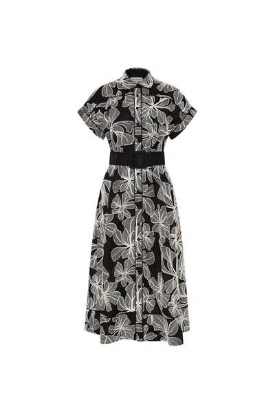 Rebecca Vallance Amira Short Sleeve Midi Dress In Black