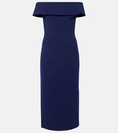 Rebecca Vallance Amore Off-shoulder Crêpe Midi Dress In Blau