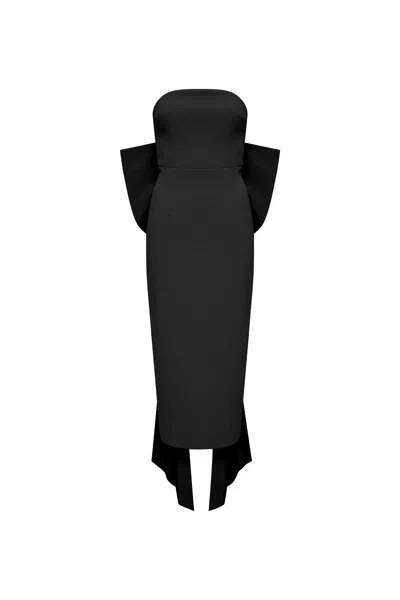 Rebecca Vallance Anais Bow Midi Dress In Brown