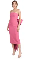 Rebecca Vallance Anais Bow Midi Dress Rose Pink In Rose Pink