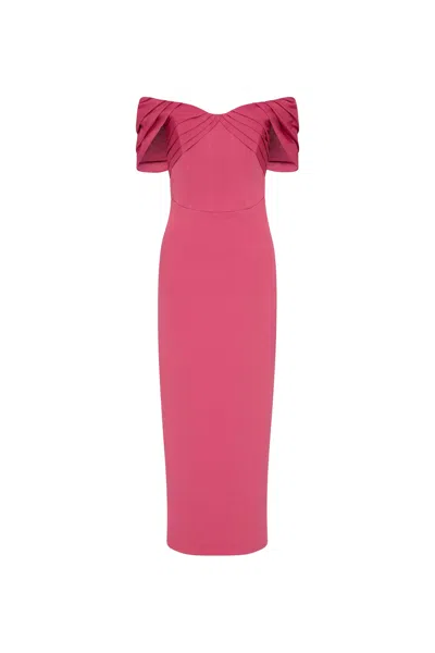 Rebecca Vallance Anais Off Shoulder Midi Dress In Pink