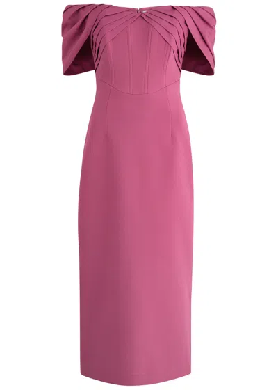 Rebecca Vallance Anais Off-the-shoulder Crepe Midi Dress In Pink