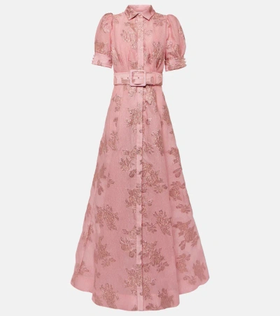 Rebecca Vallance Anette Jacquard Gown In Pink