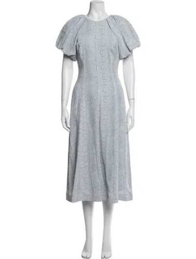 Pre-owned Rebecca Vallance Animal Print Midi Length Dress In Blue