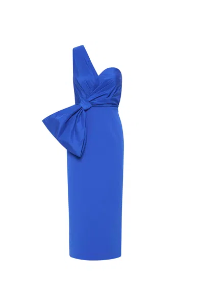 Rebecca Vallance Antonella One Shoulder Midi Dress In Blue