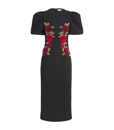 Rebecca Vallance Rosetta Midi Dress In Black
