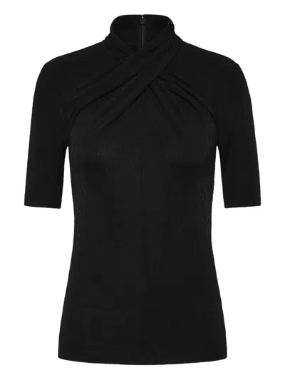 Rebecca Vallance Arial Twist-neck Short-sleeve Top In Black