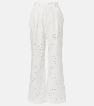 Rebecca Vallance Artesan Broderie Anglaise Flared Pants In White