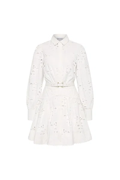 Rebecca Vallance Artesan Beltedbroderie Anglaise Poplin Mini Dress In White