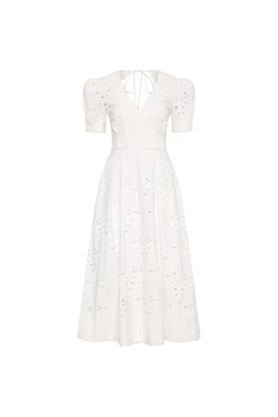 Rebecca Vallance Artesan Short Sleeve Midi Dress In White