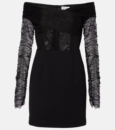 Rebecca Vallance Astra Crêpe And Mesh Minidress In Black