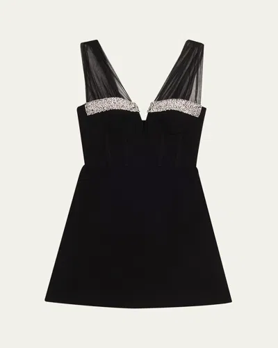Rebecca Vallance Astros Crystal-trim Crepe Mini Dress In Black