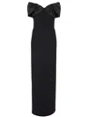 Rebecca Vallance Athena Caped Crêpe Gown In Black