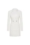 Rebecca Vallance Bridal Atlas Pleated Blazer Dress In White
