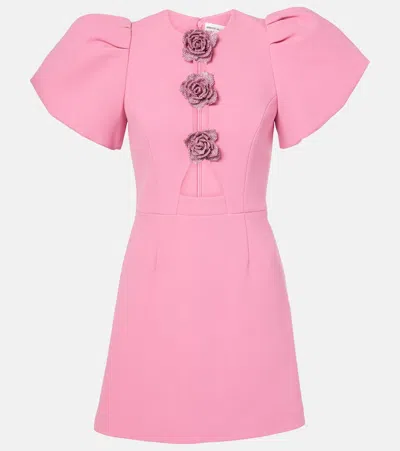 Rebecca Vallance Aubree Floral-appliqué Minidress In Pink