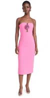 REBECCA VALLANCE AUBREE STRAPLESS MIDI DRESS ROSE