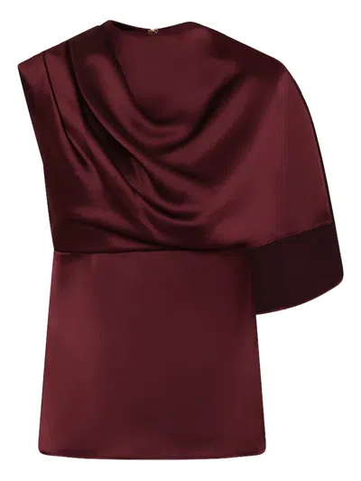 Rebecca Vallance Avalon Draped One-shoulder Top In Red