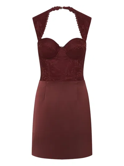 Rebecca Vallance Womens Wine Avalon Lace-embroidered Woven Mini Dress In Brown