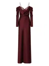 Rebecca Vallance Avalon Lace-trimmed Cowl-neck Gown In Burgundy