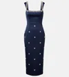 Rebecca Vallance Ayla Crystal-embellished Satin-crepe Midi Dress In Blue