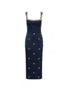 Rebecca Vallance Ayla Crystal-embellished Satin-crepe Midi Dress In Blue