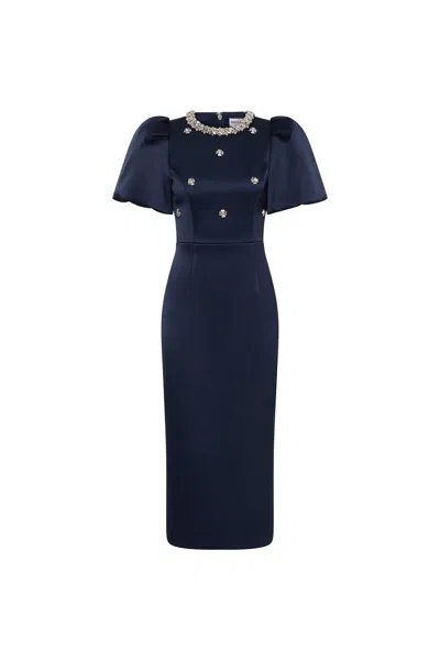 Rebecca Vallance Ayla Short Sleeve Midi Dress In Blue