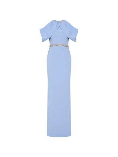 Rebecca Vallance Aylin One-shoulder Embellished Cady Maxi Dress In Blue