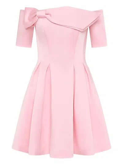 Rebecca Vallance Aymee Bow-detail Pleated Mini Dress In Pink